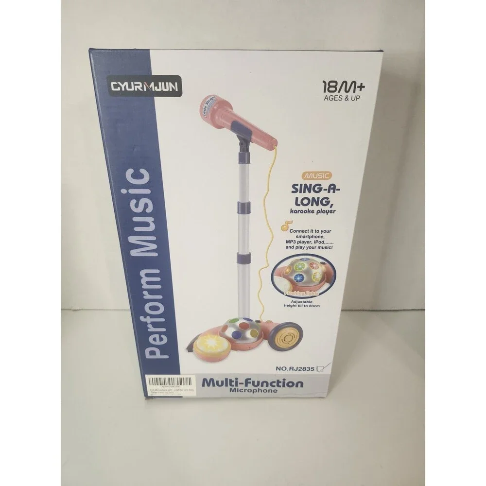 Kids Microphone with Stand, Karaoke Microphone for Kids Singing Along
